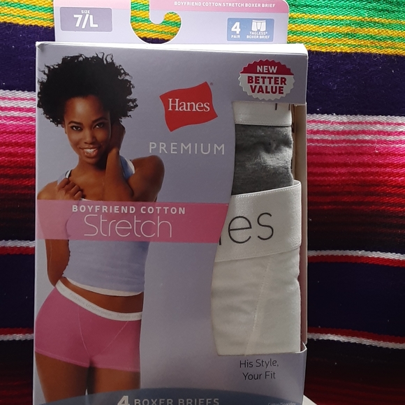 hanes premium women's 4pk boyfriend cotton knit boxer briefs underwear
